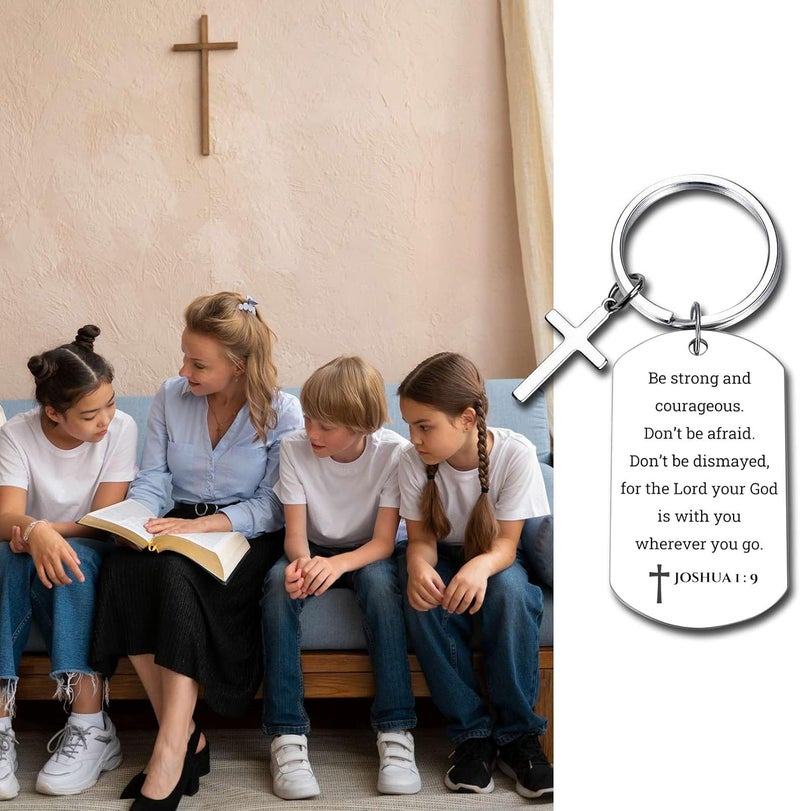 GiftYou Inspirational Scripture Metal Key Chains with Cross Pendant - Bible Verse Keychain Religious Gift for Christian - Image 2